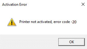 Epson Printer Not Activated Error Code 20